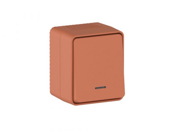 AtlasDesign PROFI IP54 О/У 1-клавишный ВЫКЛЮЧАТЕЛЬ с подсветкой 10 АХ, ТЕРРАКОТОВЫЙ