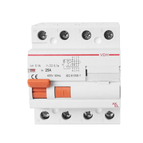 Устройство защитного отключения УЗО-VDH-4P-100A-300мА-Тип AC 4P/100A/AC/380VAC/300мА/10кА