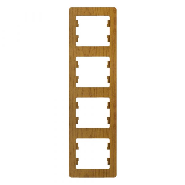 GLOSSA Рамка 4 поста вертикальная дуб