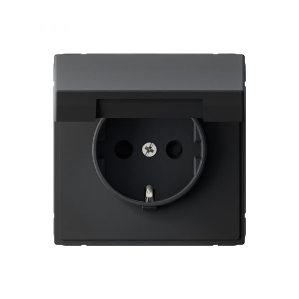 ARTGALLERY РОЗЕТКА с заземл. со шторк. с крышк., 16А, IP20,  механизм, быстрозажимные клеммы, карбон