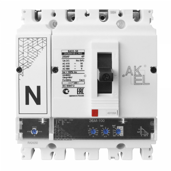 Выключатель автоматический в литом корпусе ВА55-50204ЭБМ160-С-PRO 4P/160A/ЭБМ/50кА