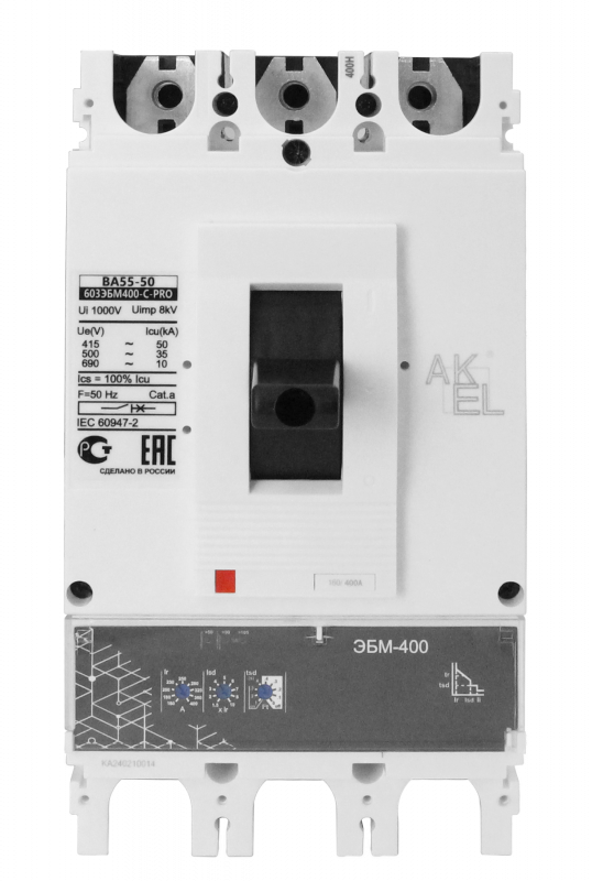 Выключатель автоматический в литом корпусе ВА55-65 603ЭБМ400-С-PRO 3P/400A/ЭБM/65кА