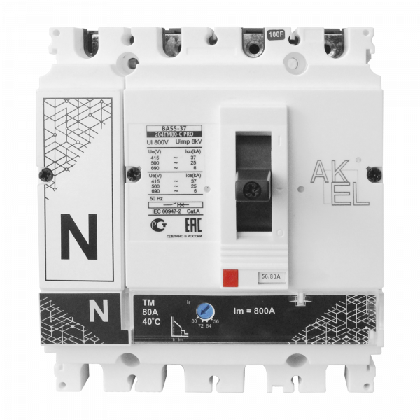 Выключатель автоматический в литом корпусе ВА55-50 204ТМ16-С-PRO 4P/16A/ТМ/50кА