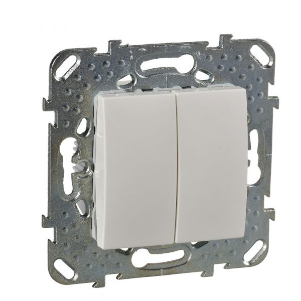 UNICA Переключатель двухклавишный в рамку бежевый сх.6+6