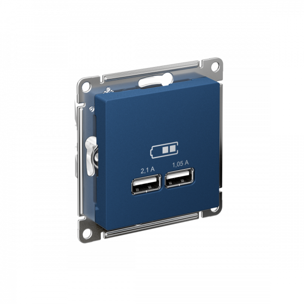 ATLASDESIGN USB РОЗЕТКА A+A, 5В/2,1 А, 2х5В/1,05 А, механизм, АКВАМАРИН