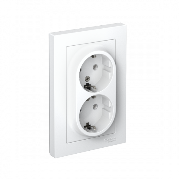 Розетка ATLASDESIGN двойная с заземлением 16А в сборе белый