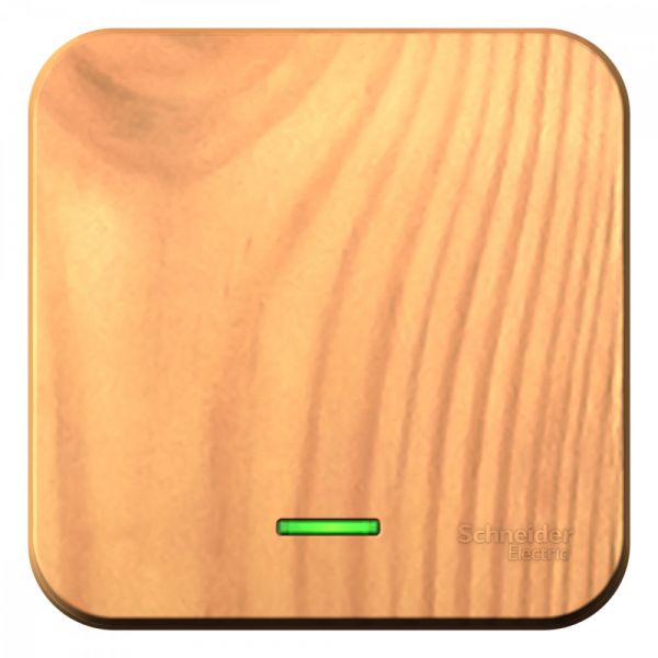 Переключатель BLANCA одноклавишный наружный (схема 6) с подсветкой и изоляционной пластиной 10а 250b ясень