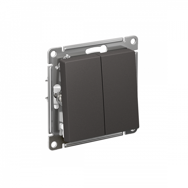 ATLASDESIGN 2-клавишный переключатель, перекрестный, 2 x сх. 7, 10АХ, механизм, БАЗАЛЬТ