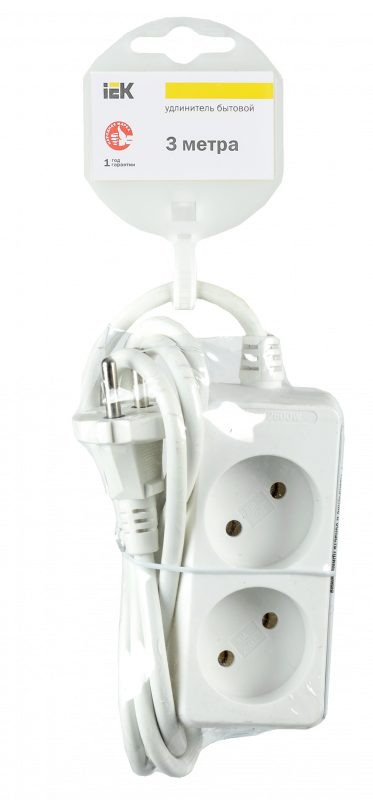 Удлинитель бытовой 2 розетки шнур 3м без заземления У2