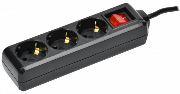 Удлинитель У03К 3 места с заземлением 3м 3х1мм2 16А 250В черный