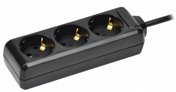 Удлинитель У03 3 места с заземлением 5м 3х1мм2 16А 250В черный