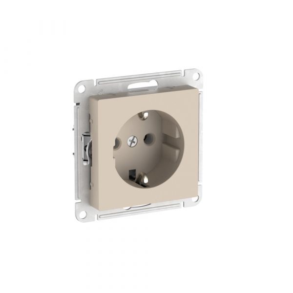 ATLASDESIGN РОЗЕТКА с заземлением, 16А, быстрозажимные клеммы, ПЕСОЧНЫЙ