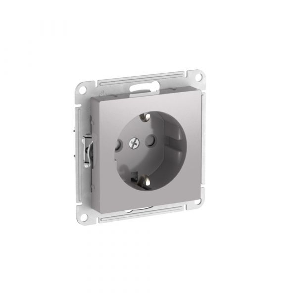 ATLASDESIGN РОЗЕТКА с заземлением со шторками, 16А, быстрозажимные клеммы, АЛЮМИНИЙ