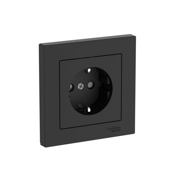 ATLASDESIGN РОЗЕТКА с заземлением со шторками, 16А, в сборе, быстрозажимные клеммы, КАРБОН