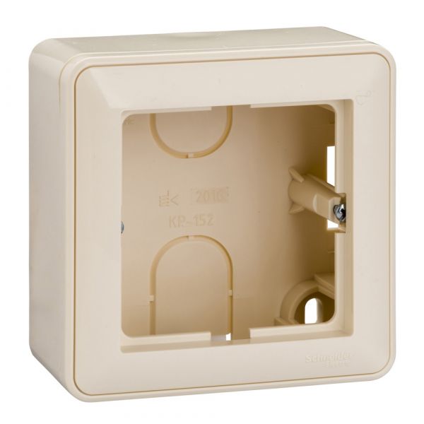 W59 коробка подъемная для наружного монтажа с рамкой 1-местная, слоновая кость