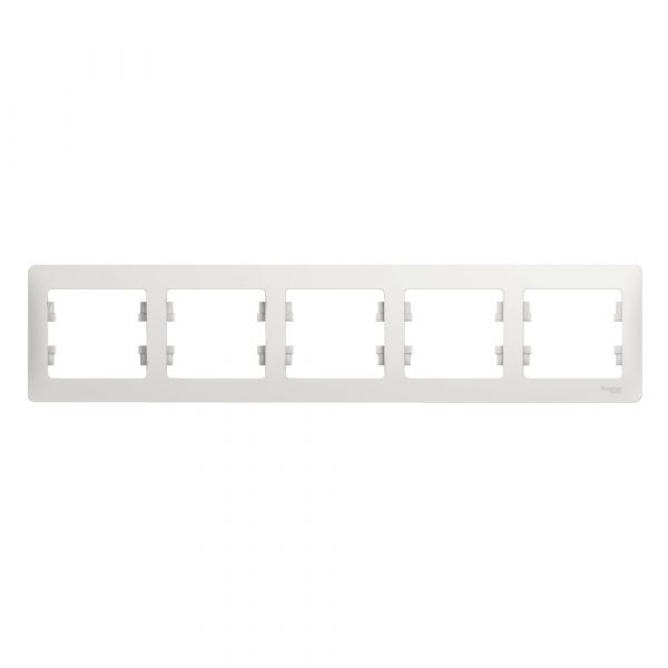 GLOSSA Рамка горизонтальная 5 постов белая