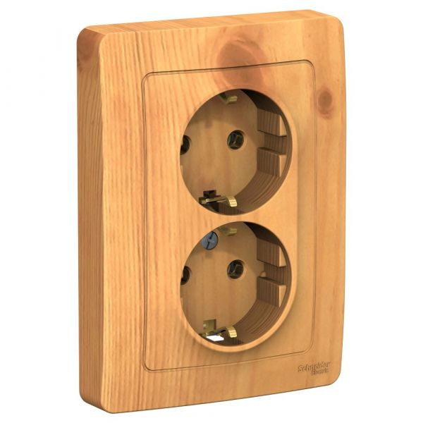 BLANCA скрытой установки розетка двойная с заземлением без шторок, 16А, 250В, ясень