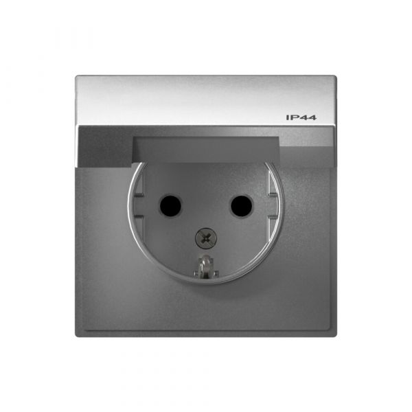 ARTGALLERY розетка с заземл. со шт. с крышк, 16А, IP44, механизм, алюминий