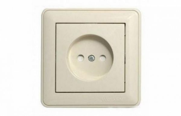 W59 Розетка скрытая с заземлением  бежевая