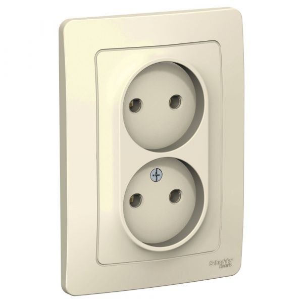 BLANCA скрытой установки розетка двойная без заземления без шторок, 16А, 250В, молочный