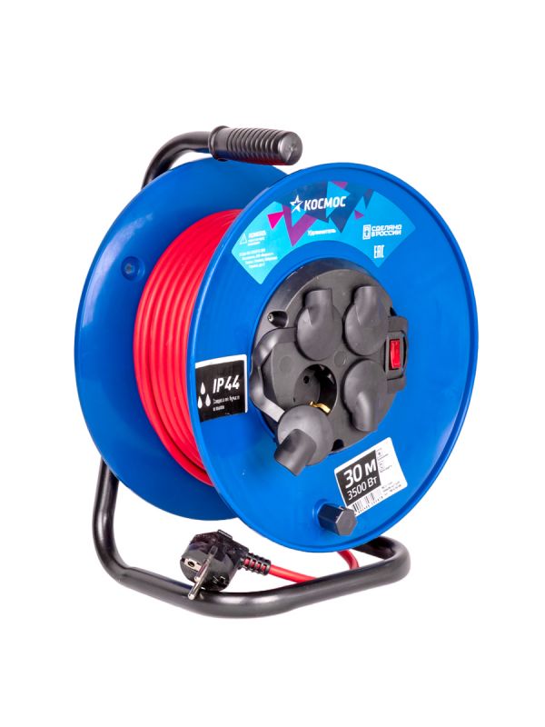 Удлинитель катушка 16А 4 гнезда ПВС 3*1,5 30м IP44 с заземлением