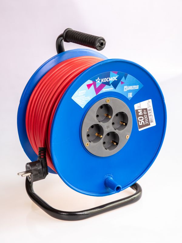 Удлинитель катушка 16А 4 гнезда ПВС 3*1,5 50м с заземлением