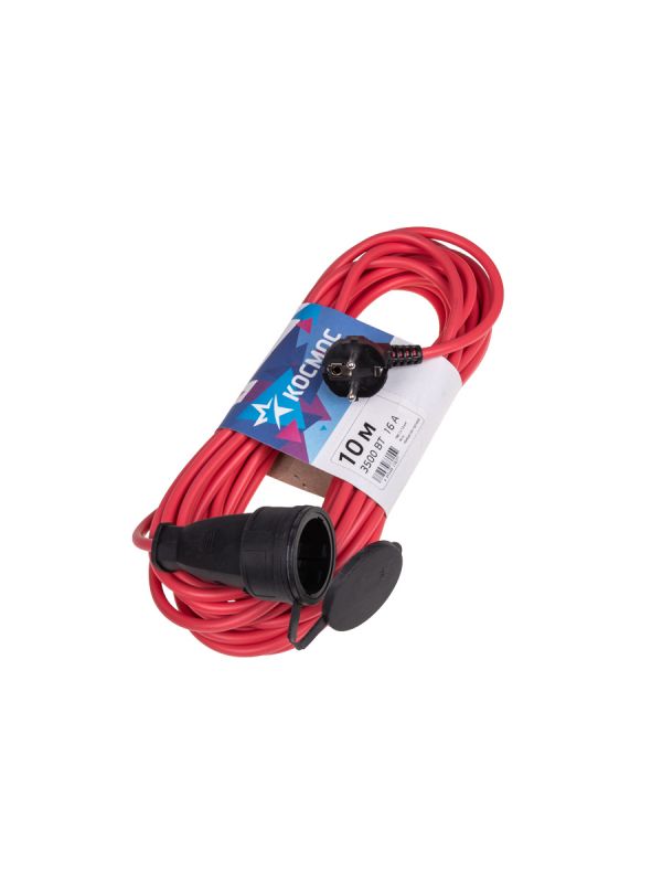 Удлинитель шнур 10м 1 гнездо ПВС 2*1.5 мм 16А 220В 3500Вт УХ16