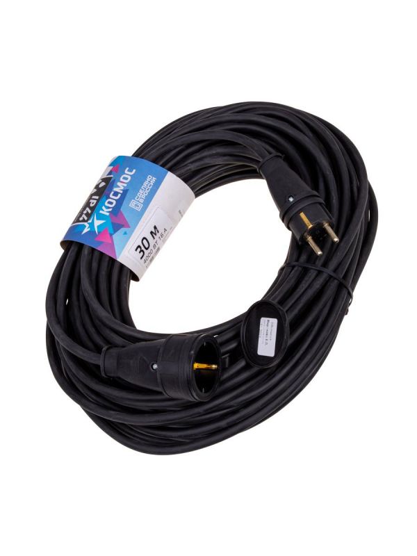 Удлинитель шнур 30м 1 гнездо КГ 2*1.0 мм 10А 220-350В 3500Вт каучук IP44 Россия РС16