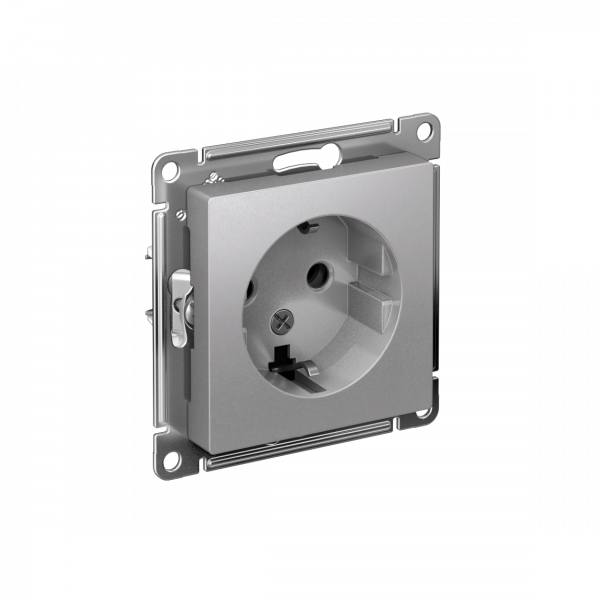 Розетка ATLASDESIGN с заземлением 16А механизм алюминий