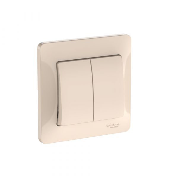 GLOSSA 2-клавишный ВЫКЛЮЧАТЕЛЬ, сх.5, 10АХ, в сборе, быстрозажимные клеммы, БЕЖЕВЫЙ