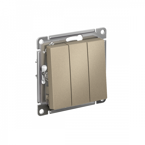 Выключатель трехклавишный ATLASDESIGN схема 1+1+1 10АХ механизм шампань