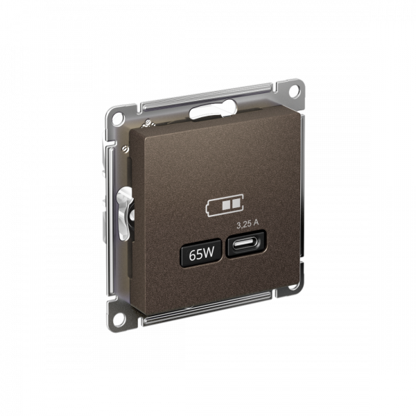ATLASDESIGN USB РОЗЕТКА тип-C 65W высокоскор.заряд. QC, PD, механизм, МОККО