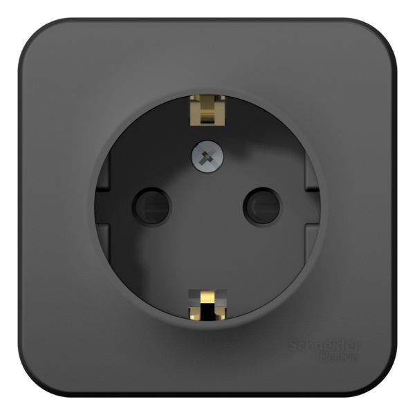 BLANCA  розетка наружная  с заземлением со шторками, 16А, 250В, антрацит