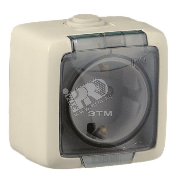 Розетка наружная с заземлением без шторок слоноваякость IP44