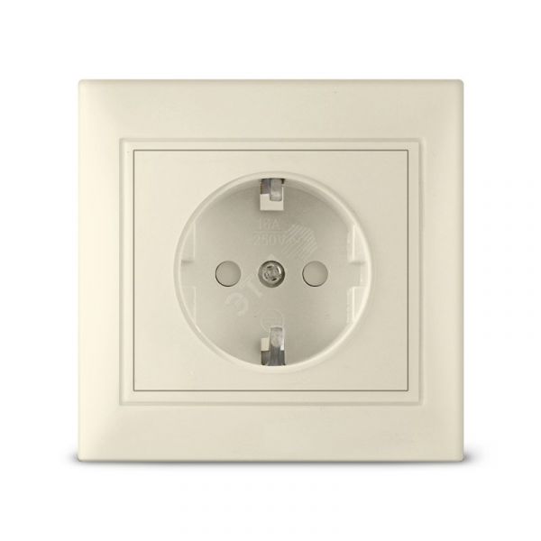 Севиль Розетка с заземлением с защитной шторкой слоновая кость (ivory)