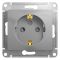 GLOSSA РОЗЕТКА с заземлением со шторками, 16А, механизм, АЛЮМИНИЙ