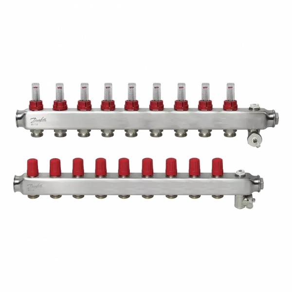 Комплект коллекторов Danfoss SSM-9F с расходомерами, 9 контуров