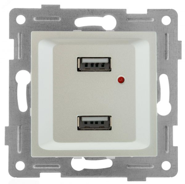 Розетка USB Ugra, механизм, двойной, жемчуг
