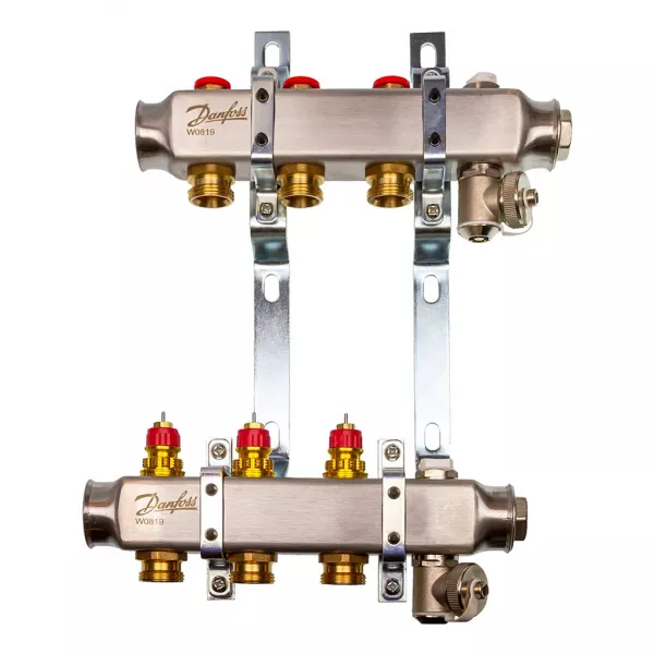 Комплект коллекторов Danfoss SSM-3 с кронштейнами для 3 контуров