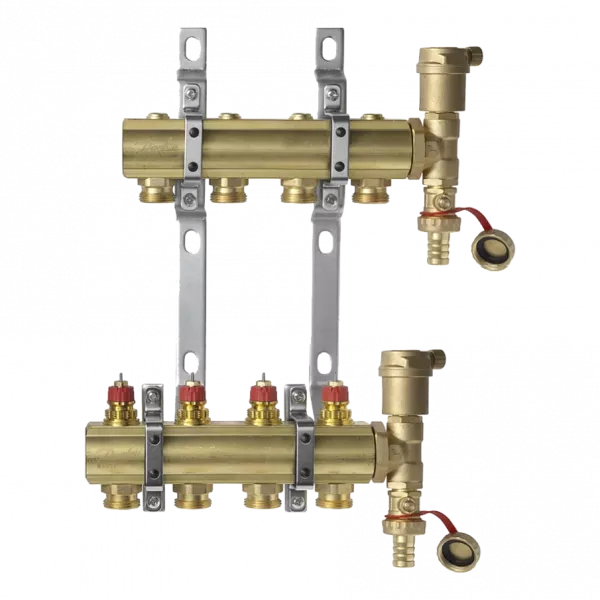 Комплект коллекторов Danfoss FHF-4 set с кронштейнами и воздухоотводчиками, 4 контура