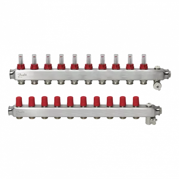 Комплект коллекторов Danfoss SSM-10F с расходомерами, 10 контуров