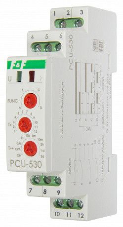 Реле времени многофункциональное PCU-530 100-264В AC/DC 0,1 сек. – 24 суток 3NO/NC 3x8А 4 функции