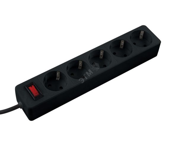 Фильтр сетевой ПВС 3х0.75 черный 5м с выключателем