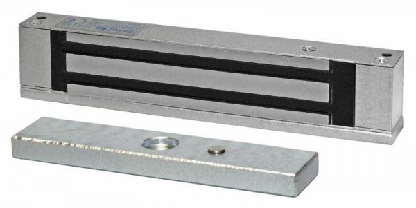 Замок электромагнитный, мониторинг, СИД, внутреннее исполнение, 12 VDC / 300мА или 24VDC / 150мА, усилие 180 кг.