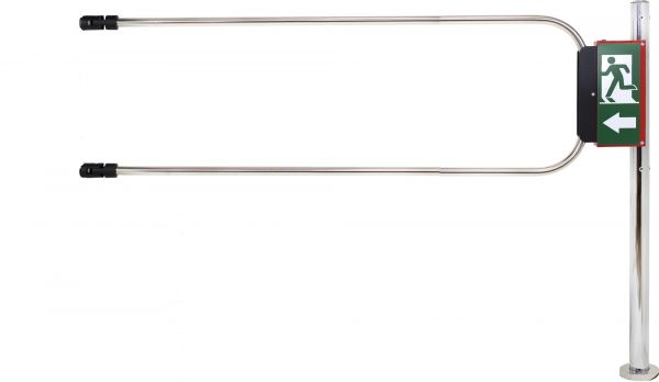 Калитка аварийного выхода с электромагнитом, нержавеющая сталь, в комплекте стойка, створка 1400 х D25 мм.