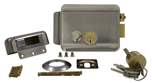 Замок электромеханический AT-EL101WN с кнопкой универсальный НЗ личинка и 5 ключей в комплекте