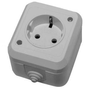 Розетка с/з IP 44 серый