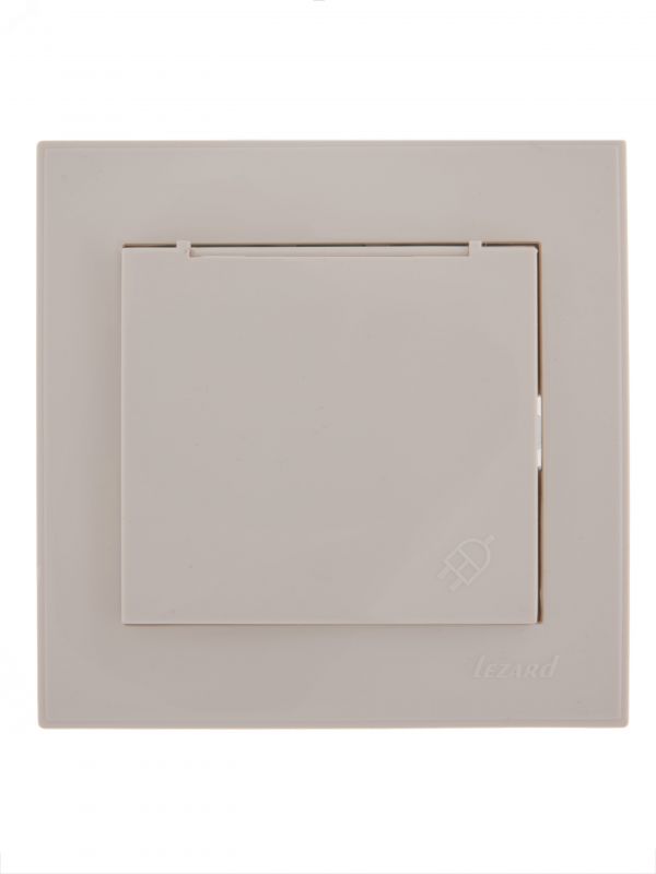 Розетка RAIN с/з с крышкой керамика белая