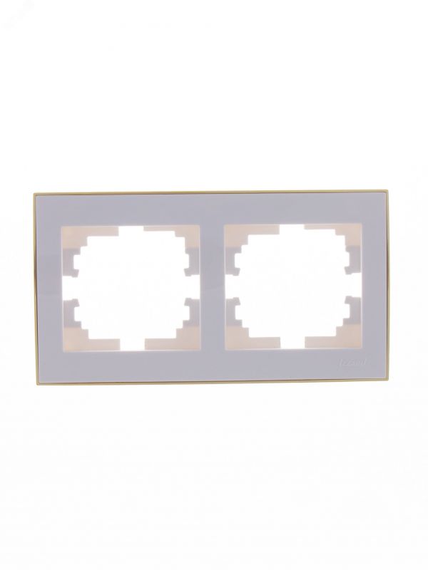 Рамка RAIN двойная горизонтальная белая с боковой вставкой золото