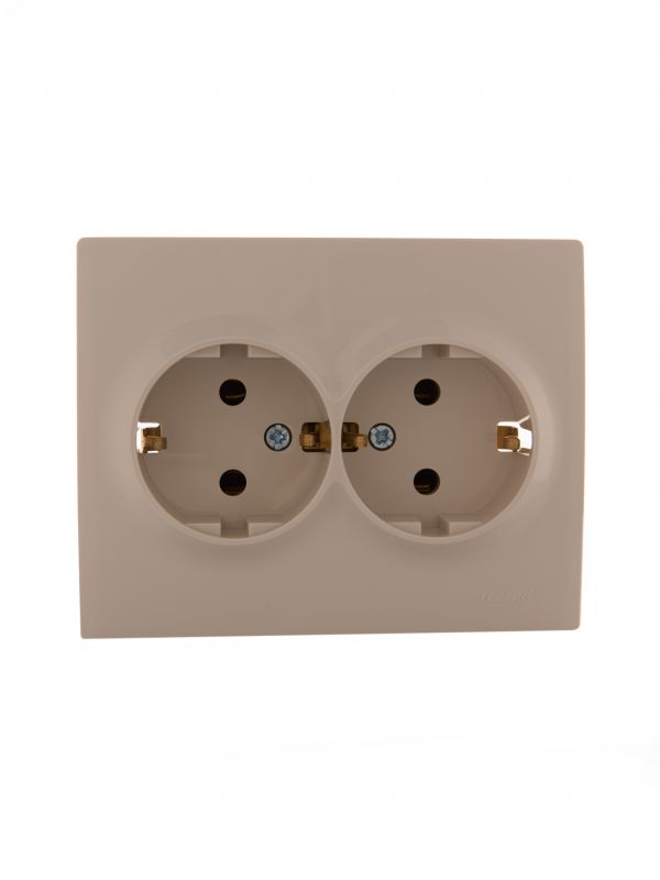 KARINA Розетка двойная с/з керамика крем (10шт/120шт)